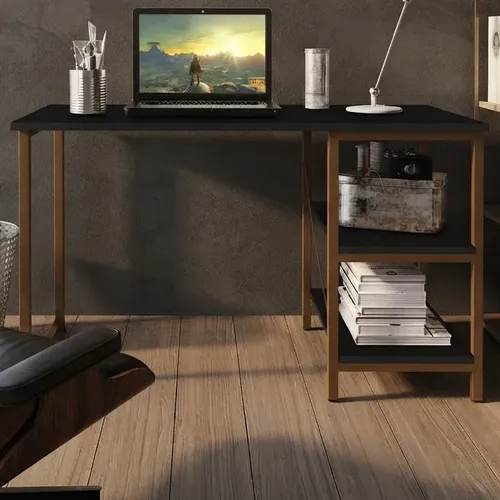 Mesa Escrivaninha Office Star Klm Móveis Preto/preto