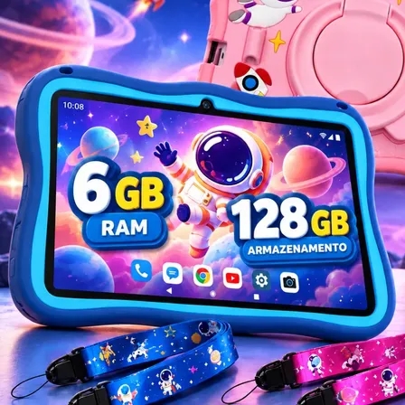 Tablet Infantil Criança Kids Youtube Playstore Android 128gb Rosa