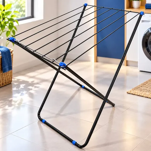 Varal De Chão Dobrável Preto Para Roupas Preto