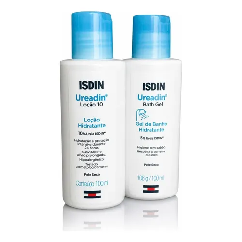 Kit Isdin Gel De Banho 5% Ureia E Loção Hidratante 10% 100ml Suave