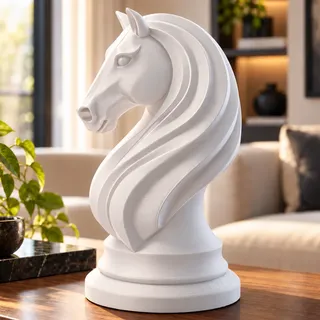 Estatueta Peça Xadrez Cavalo Decorativa Mesa Escritório Rack