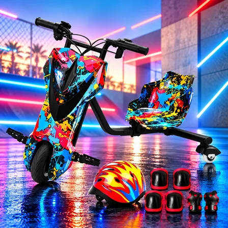 Patinete Triciclo Infantil Drift Elétrico Brinquedo 100kg Azul-petróleo
