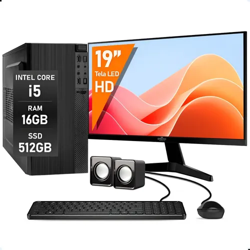 Pc Intel Core I5 16gb Ssd 512gb Mon 19 Caixa De Som L2f 512 Gb 16 Gb Intel Uhd Graphics