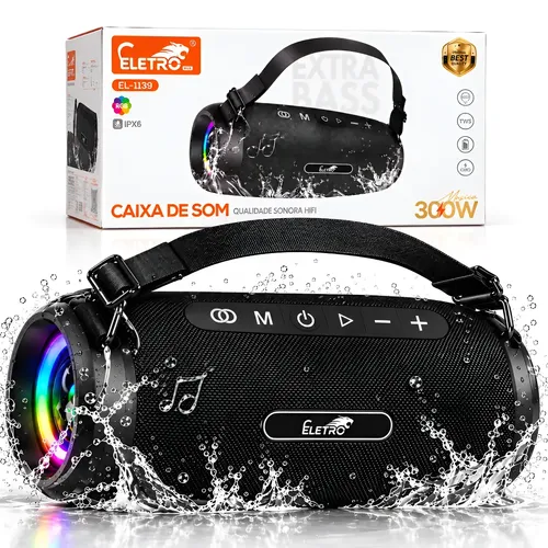 Caixa De Som Bluetooth 300w Led Rgb 6000mah À Prova D'água