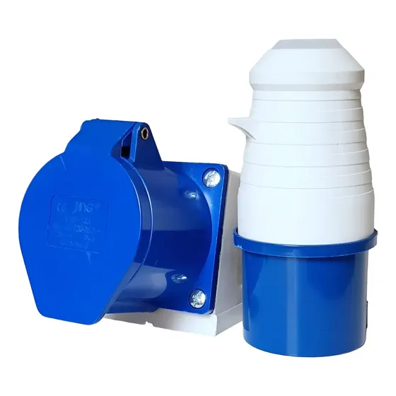 Tomada De Sobrepor + Plugue 3p+t / 32a / 220v / 9h / Azul