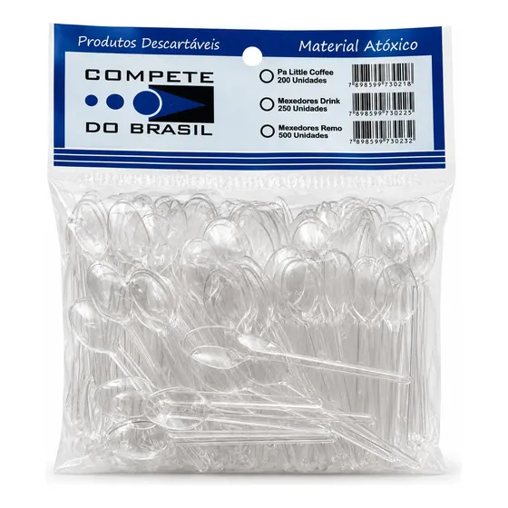 Colherzinha Descartável Mexedor Plástico 8cm P Café C/ 200un