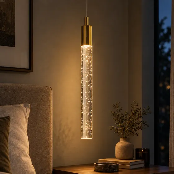 Luminária Pendente Led Cilíndrico Cristal Bolha 110/220v