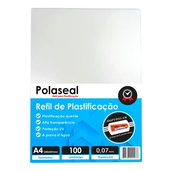 Polaseal Plástico Para Plastificação A4 220x307 0,07mm 100un
