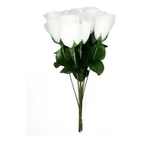 100 Botões De Rosas Branca Artificial Luxo Decoração Flor