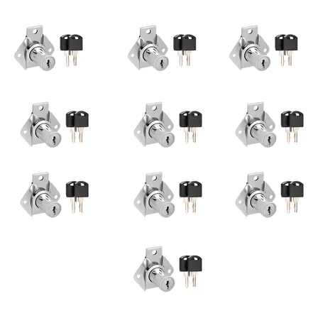 10 Fechaduras 32mm Cano Longo P/ Móveis Em Geral Prateado