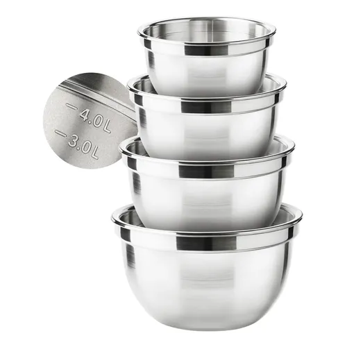 Kit 4 Bowls Graduados Gourmet Inox Maior Espessura Tigela