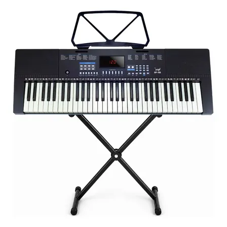 Kit Teclado Musical Estudante Iniciante 61 Teclas + Suporte