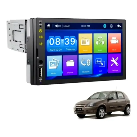 Central Multimídia 1 Din Celta Bluetooth Espelhamento