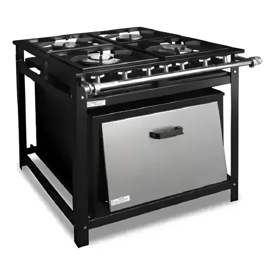 Fogão Industrial A Gás 4 Bocas Cristal Aço 30x30 Com Forno