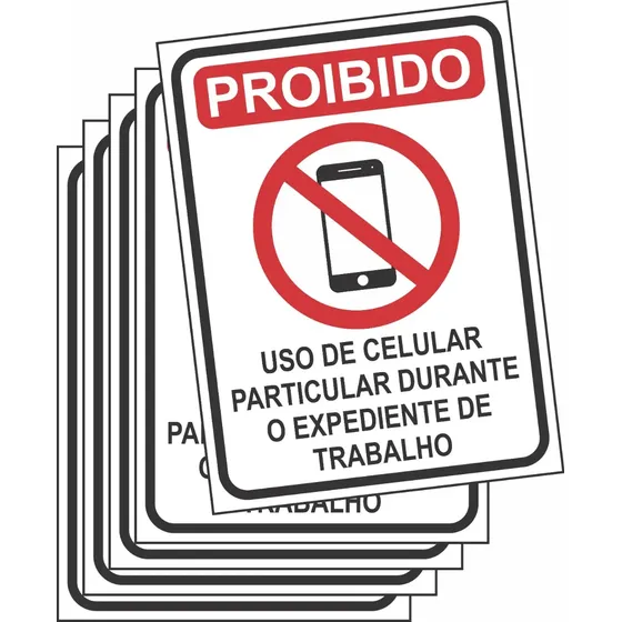5 Placas Proibido O Uso De Celular Durante Expediente 20x15