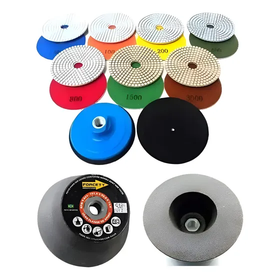 Kit Acabamento Porcelanato Lixa 50 100 200 Suport Rebolo 120 Preto