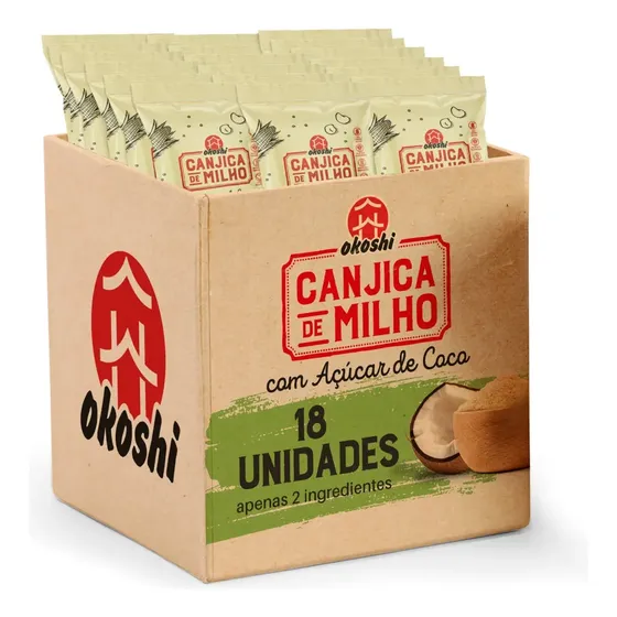 Kit 18 Pipocas De Canjica Com Açúcar De Coco Lanche Fit 50g
