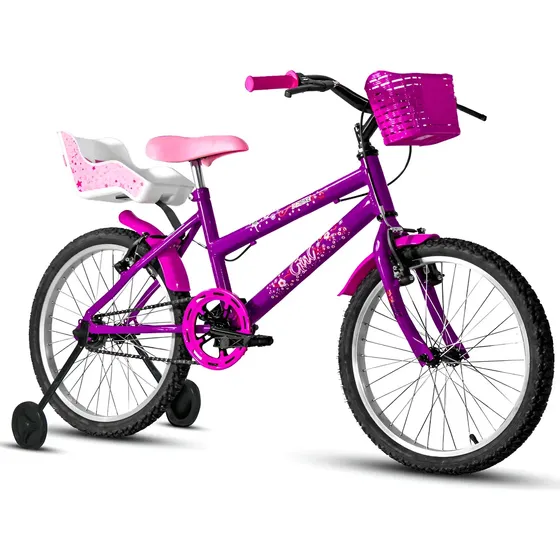 Bicicleta Aro 20 Roda Lateral Cadeirinha Boneca Violeta/pink