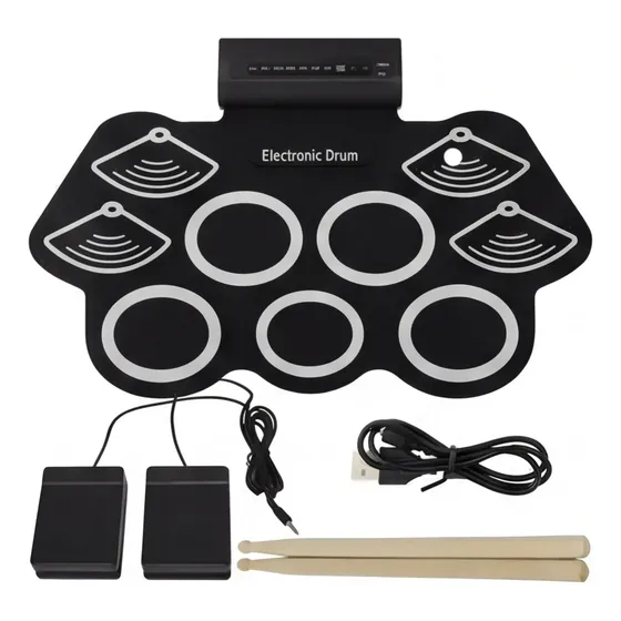 Bateria Eletrônica Roll Up Portátil 6 Drums 5 Metal C Pedal