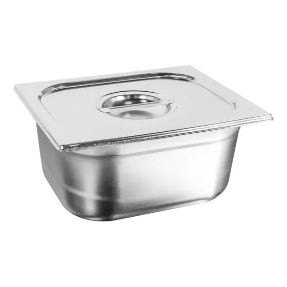 Kit Cuba Gn 1/2 X 150mm Inox + Tampa Estampada P/buffet Cinza