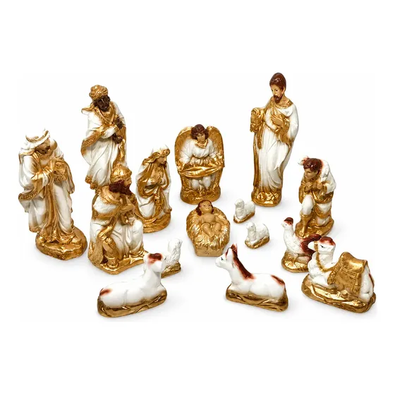 Presépio Natal Gesso Pó De Mármore Natalino Decoração 20cm