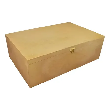 Caixa Com Dobradiça E Fecho Liso 45x30x15 Mdf Cru Madeira Liso