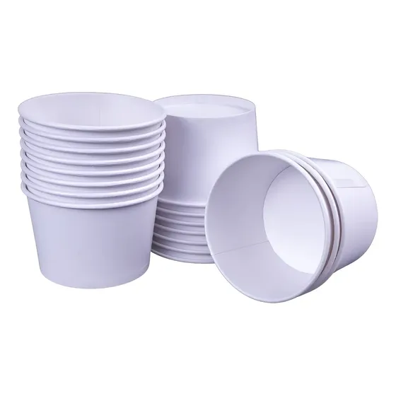 Pote De Papel Branco Liso 360 Ml Biodegradavel 100 Unidades