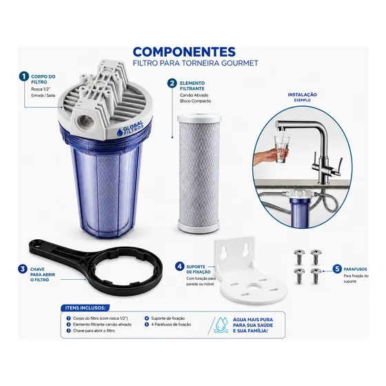 Filtro Declorador Para Torneira Bancada Gourmet Monocomando