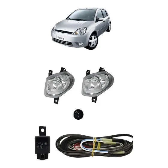 Kit Farol De Milha Auxiliar Fiesta 2003 2004 2005 2006 2007