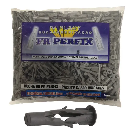 Bucha 6mm Tijolo Bloco Parede Oca C/ Aba Sem Parafuso 500pçs