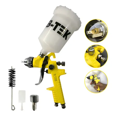 Pistola Pintura Automotiva Profissional Hvlp Bico 1.4 600ml Amarelo