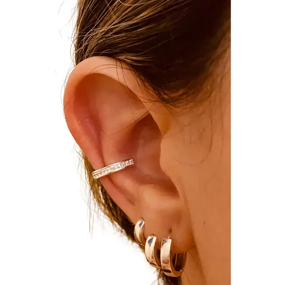 Piercing Fake Cravejado De Prata 925 Legítima