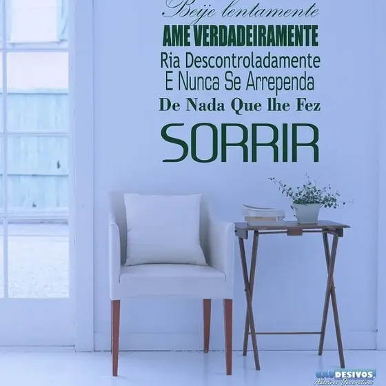 Adesivo Decorativo De Parede Frase Personalizada - Sorrir
