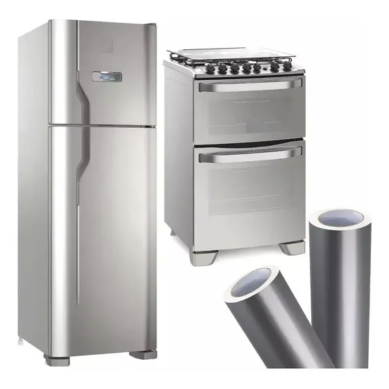 Adesivo Geladeira Prata Tipo Inox - 10m X 1m + Espatula