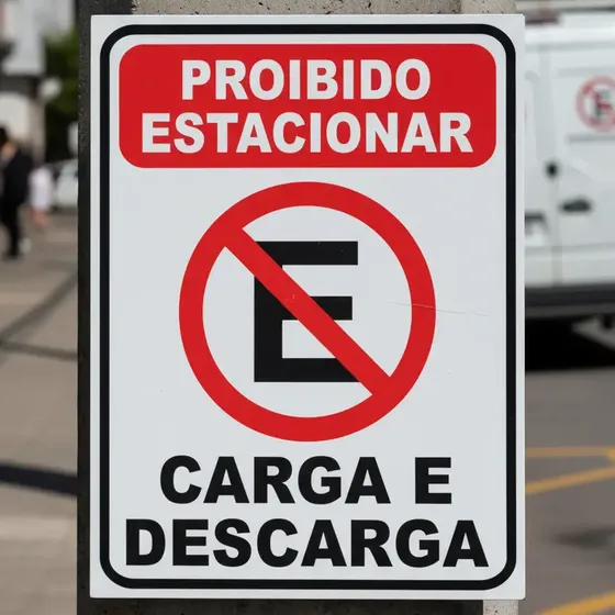 Placa Proibido Estacionar Carga E Descarga 40x30cm Ps 1mm