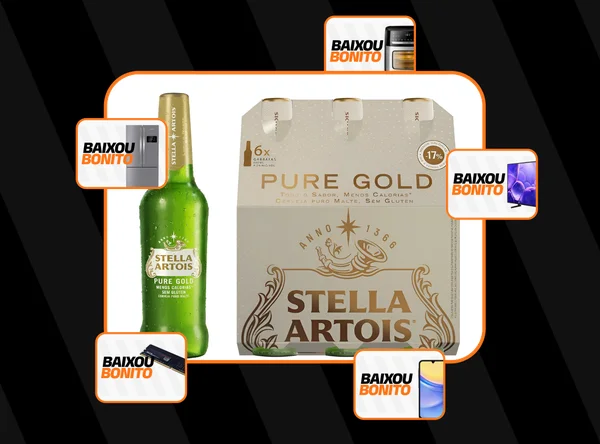 6 Cerveja Stella Pure Gold Sem Glúten Menos Calorias 330ml