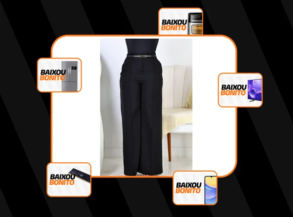 Calça Pantalona Alfaiataria Feminina Com Cinto Elegante Ful