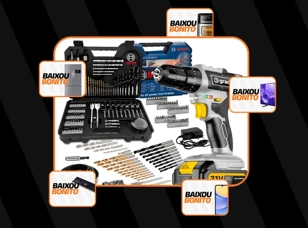 Parafusadeira Furadeira De Impacto 21v + 103 Peças Bosch Cinza 110v/220v 60hz