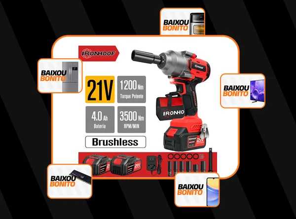 Chave Impacto Bateria 1200nm Parafusadeira Elétrica Portátil Vermelho 110/127/220v 60hz