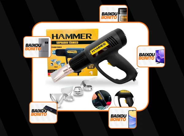 Soprador Térmico Profissional Hammer Sp2000 500° + 4 Bocais Preto E Amarelo