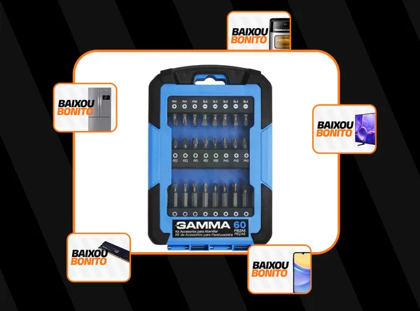 Kit Acessorios Gamma Ponteira P/ Parafusadeira 60 Pçs G19526