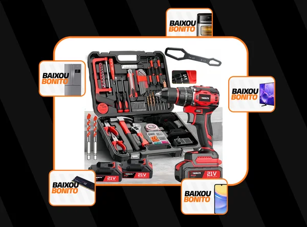 Kit Parafusadeira Furadeira De Impacto + Ferramentas + Chave Vermelho 50hz / 60hz