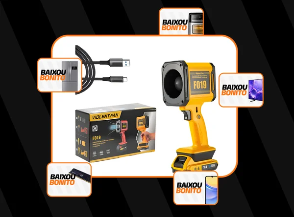 Soprador Portátil Turbo Recarregável 18v Powerbank Lanterna Cor Amarelo