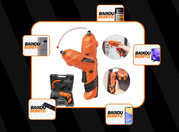 Mini Parafusadeira Elétrica Portátil Recarregável 47 Peças 2 Em 1 Maleta Laranja 50hz/4.2v