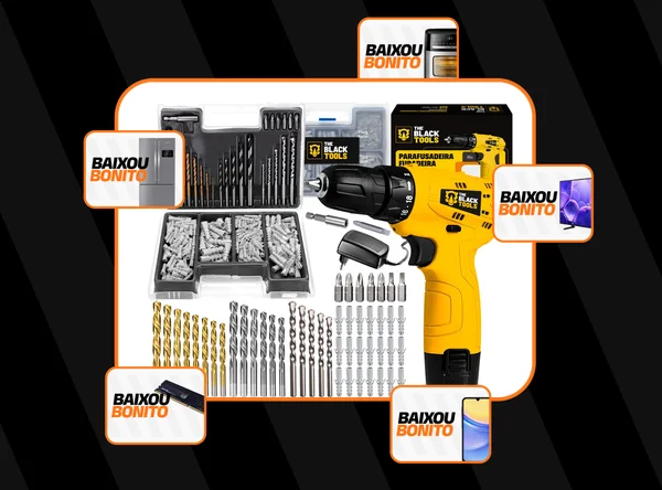 Parafusadeira Furadeira 3/8 + Jogo Brocas E Buchas 300 Peças