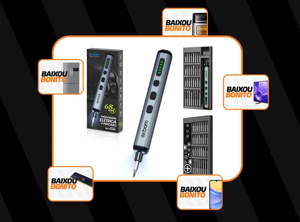 Parafusadeira Chave Elétrica Precisão Recarregável 68 Em 1 Cinza-escuro