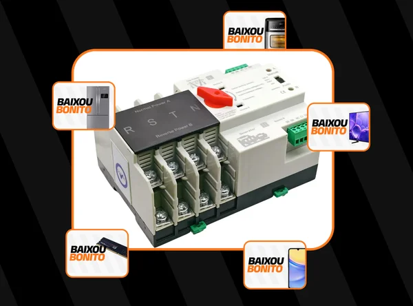 Chave De Transferência Automática 100a 4 Polos 220v Branco