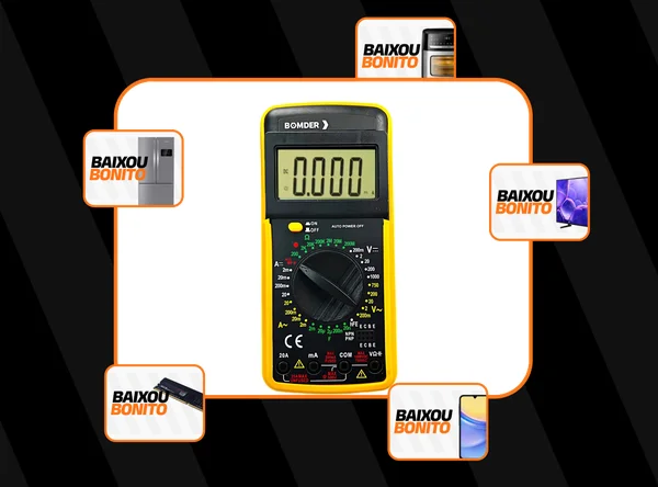 Multímetro Capacímetro Digital Profissional Portátil Bip Lcd