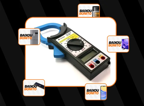 Alicate Amperímetro Digital Minipa ET-3200 1000A Medidor Profissional de Corrente AC/DC, Tensão, Resistência e Continuidade