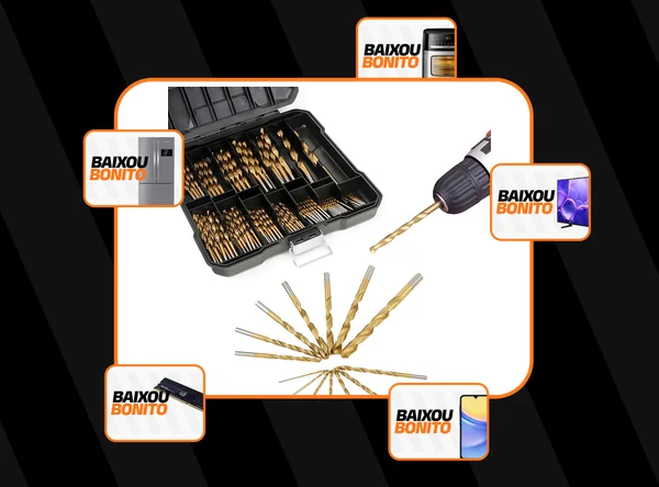 Jogo Broca 99 Peças Múltiplas Helicoidal Açotitânio 1,5-10mm